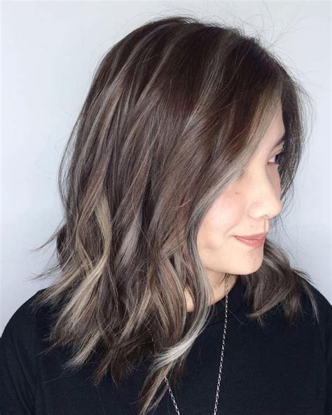 brown hair with grey highlights